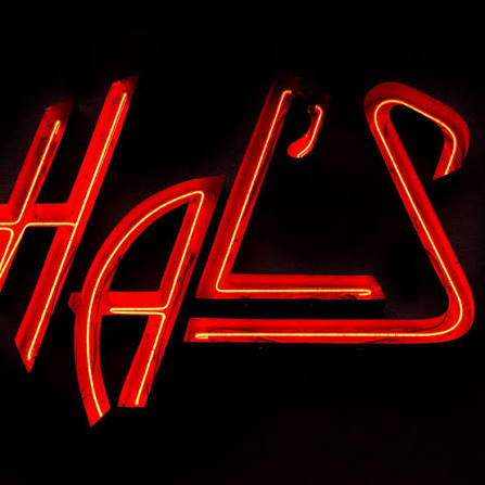 The red neon Hal''s sign