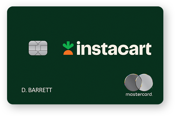 The Instacart Mastercard from Chase, a dark green no-annual-fee grocery rewards card